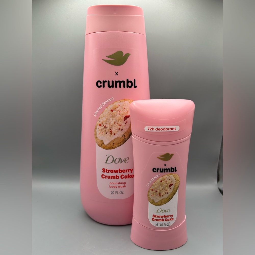 Dove Crumbl STRAWBERRY CRUMB CAKE Body Wash & Deodorant Set Limited Edition NEW
